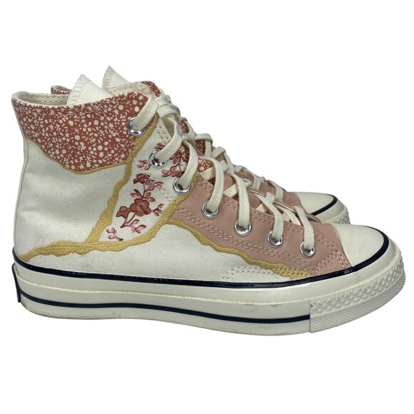 Converse chuck 70 High Top Egret Metallic Floral Sneakers Women’s size 8 - Picture 1 of 11